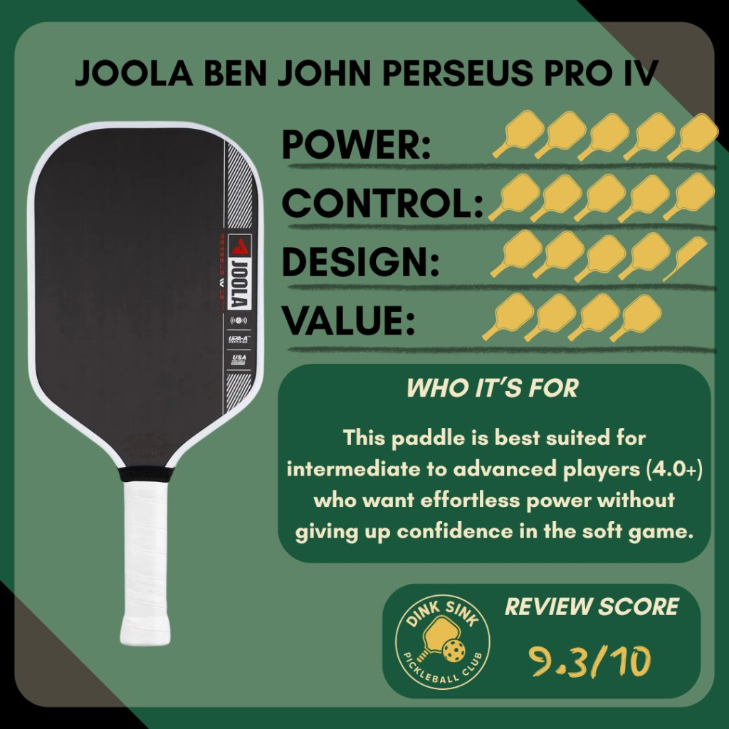 Joola Ben Joans Perseus Pro IV review from Dink Sink Pickleball Club