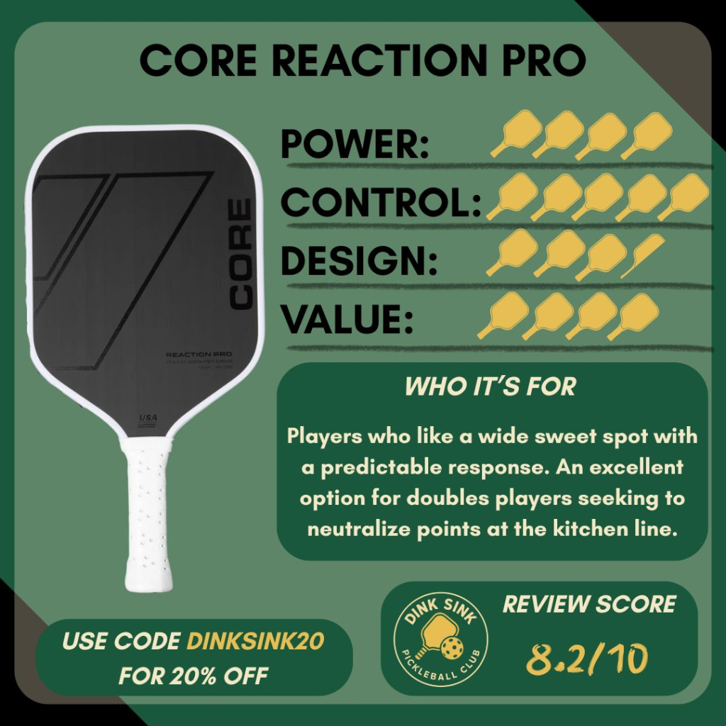 Dink Sink Pickleball Club's review of the CORE Reaction Pro paddle