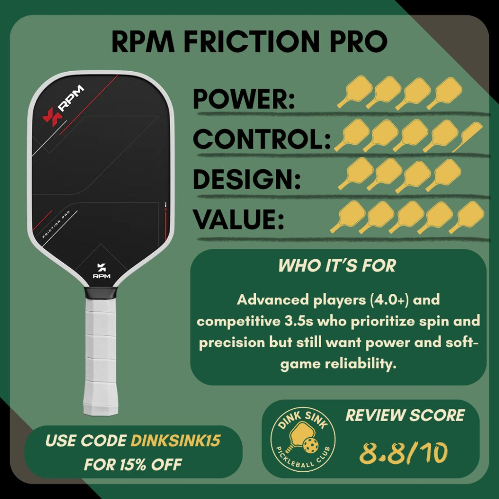 Dink Sink Pickleball Club's review of the RPM Friction Pro paddle