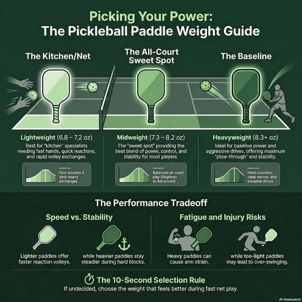 paddle weight infographic pairing weight to pickleball player style