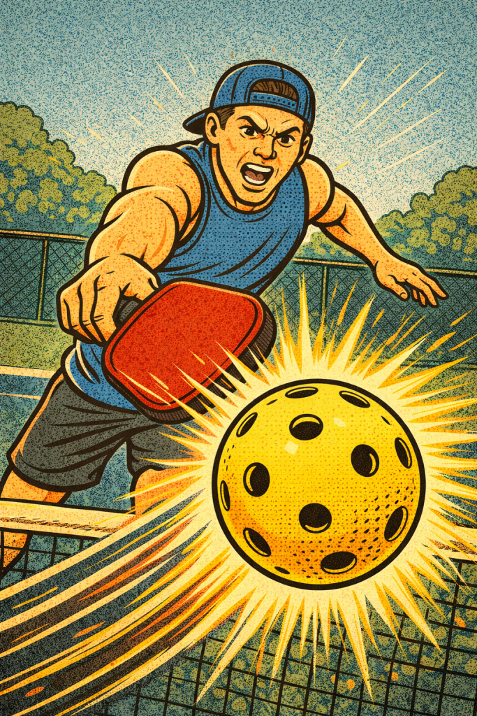 a man slamming a pickleball