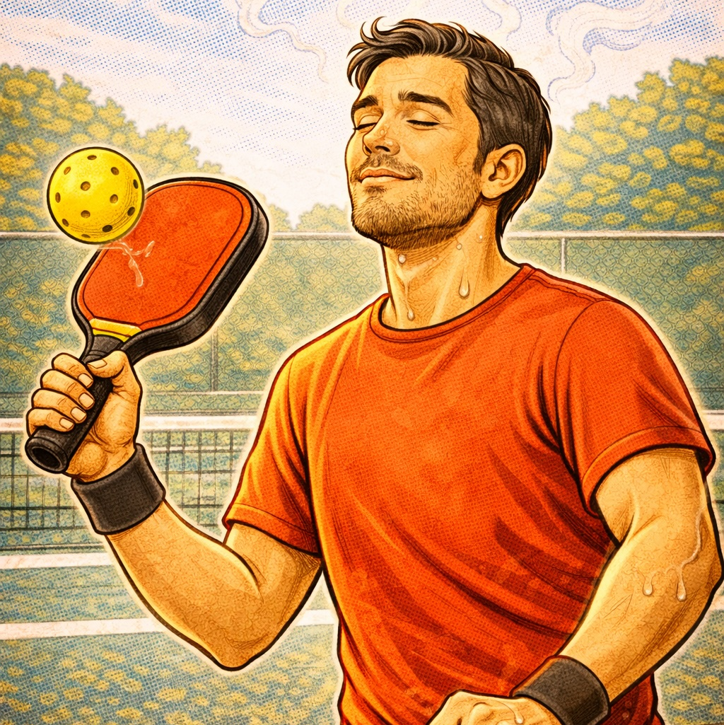 a man reducing stress at pickleball