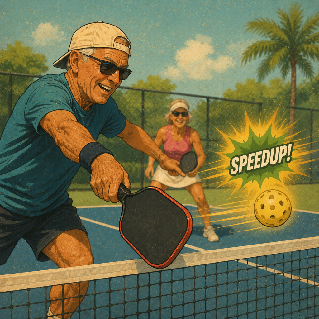a man doing a speedup in pickleball